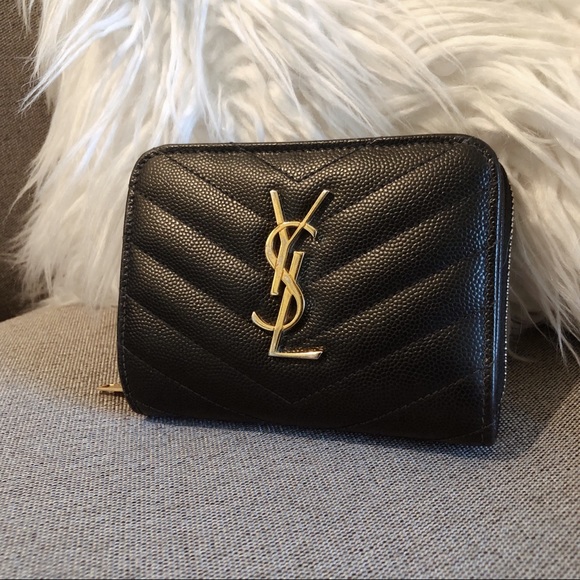 YSL Monogram Compact Zip Around Grain Mini Wallet - Picture 1 of 7
